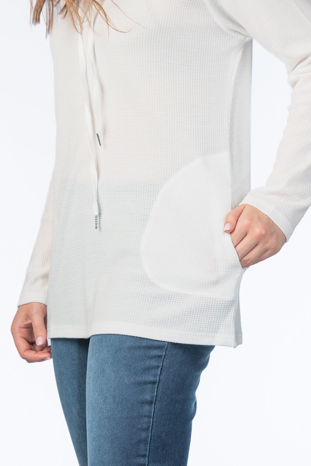 Waffle Knit Cowl-Funnel Pocket Shirt Image 3