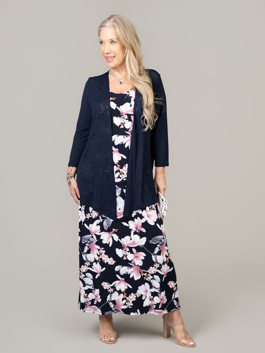 3/4 Sleeve Open Front Cardigan Image 1
