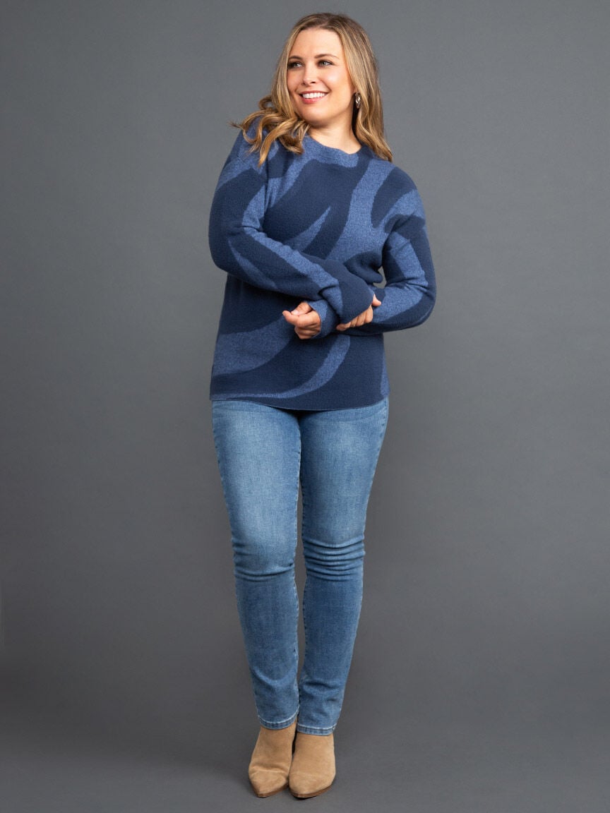 Two-Tone Plush Knit Sweater Image 1