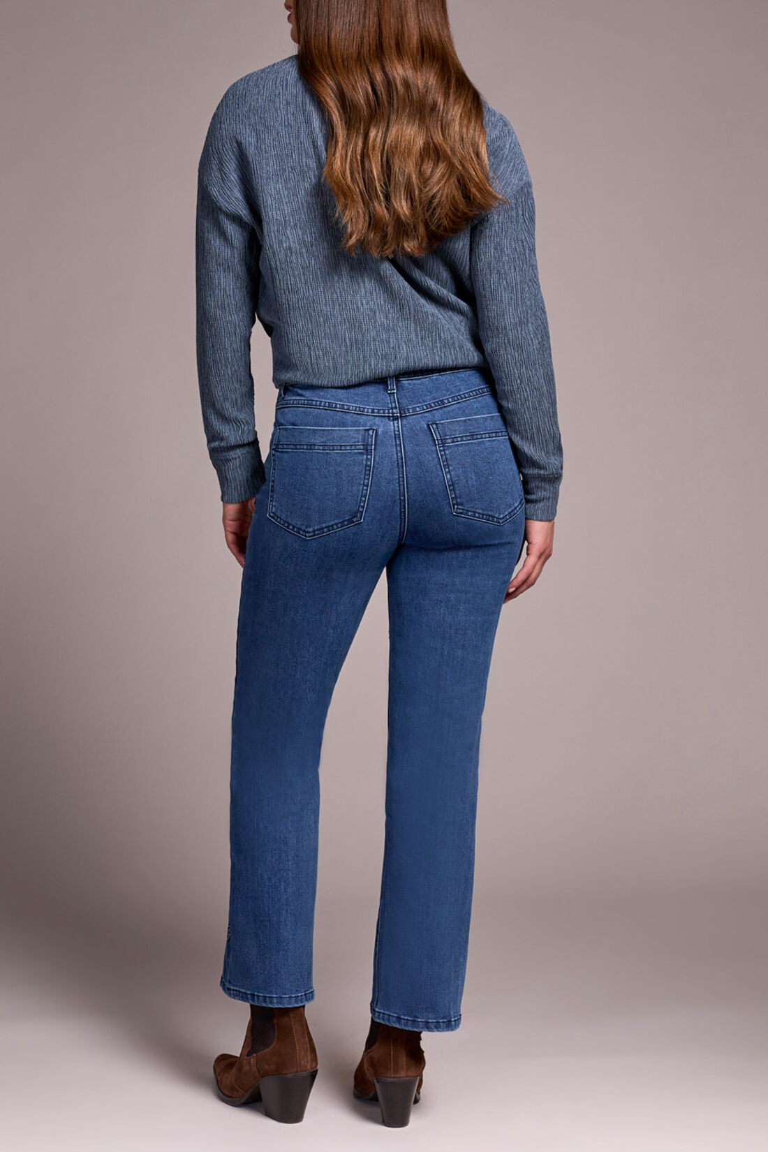Audrey High Rise Kick Flare Jeans w/ Embroidered Detail