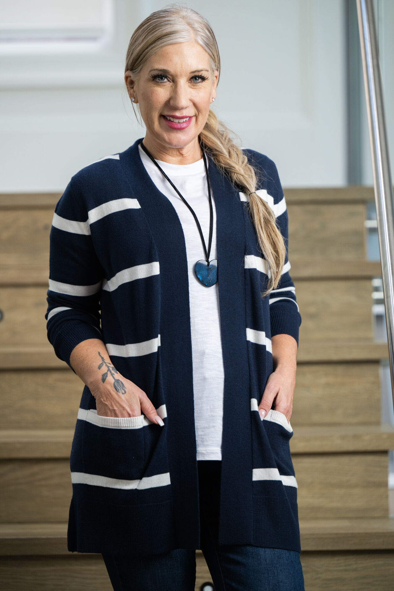 Long Stripe Pocket Cardigan Image 1