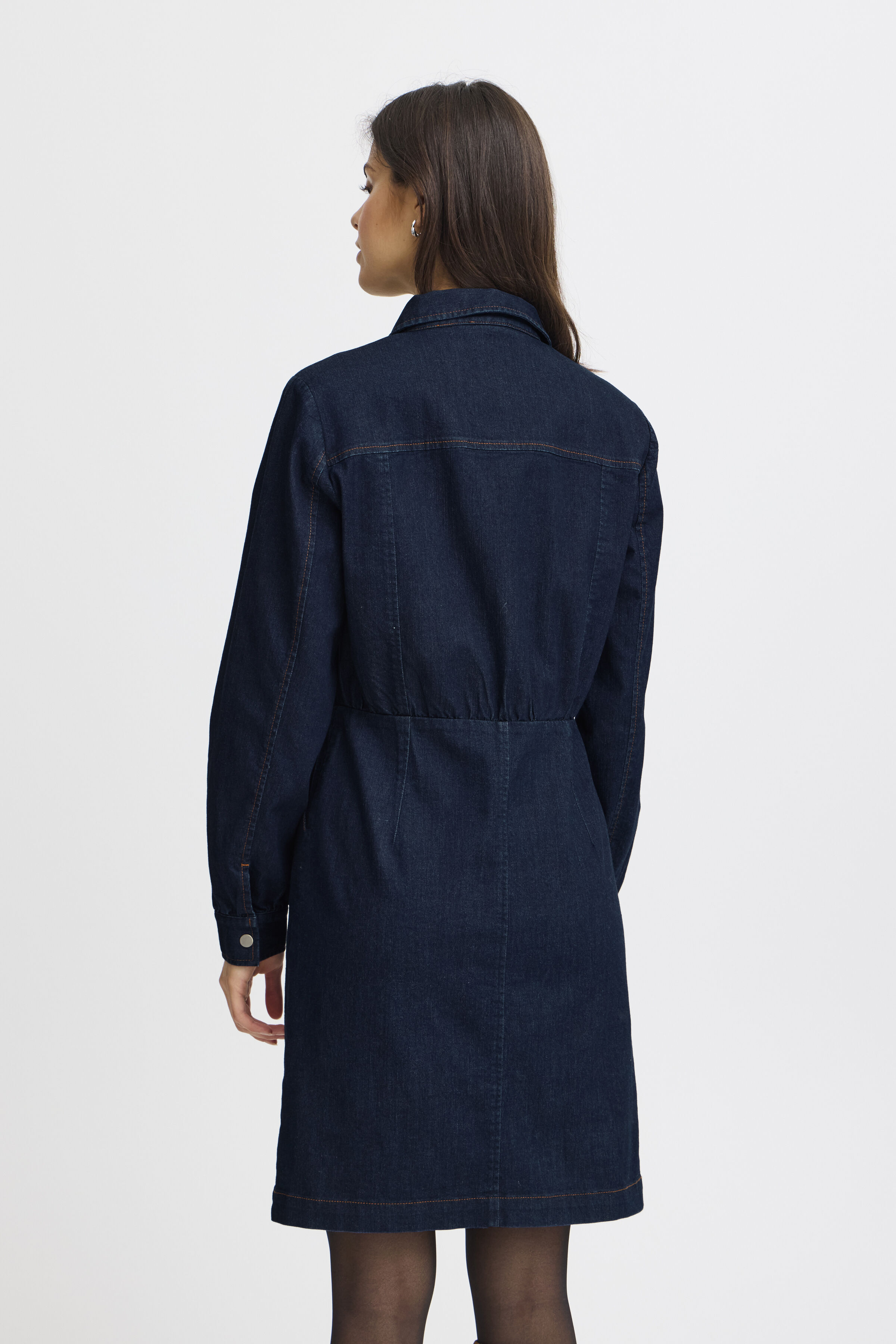 Long Sleeve Knee Length Denim Dress Image 3