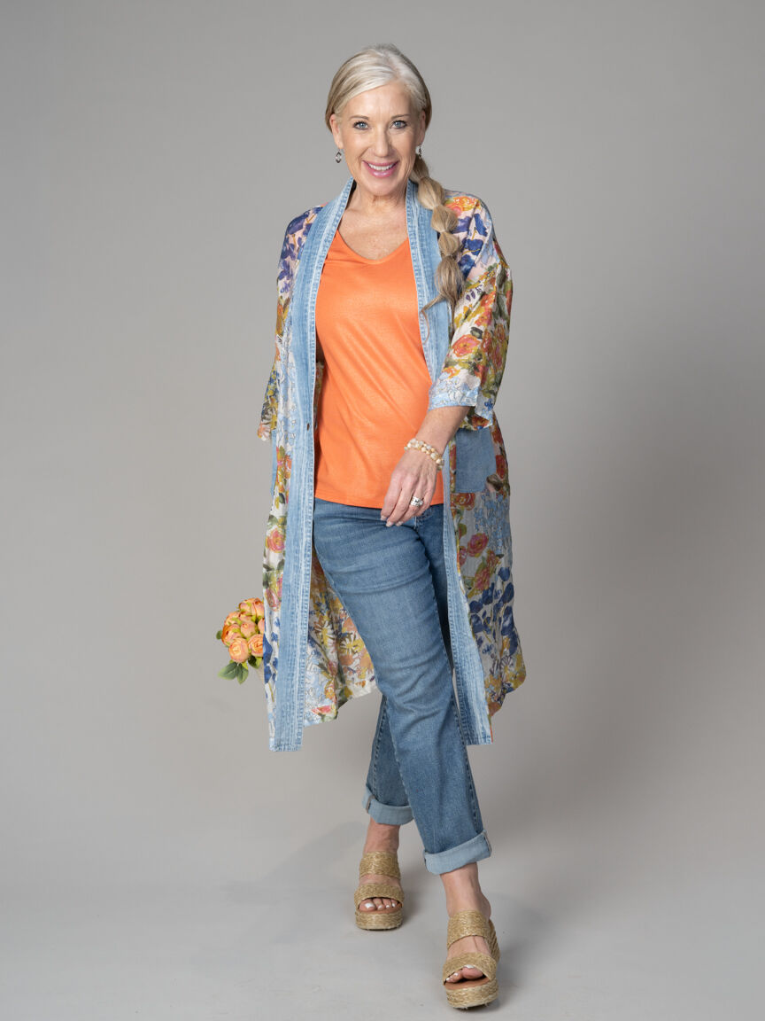 Short Sleeve Top With Roll Tab Accent  Image 2