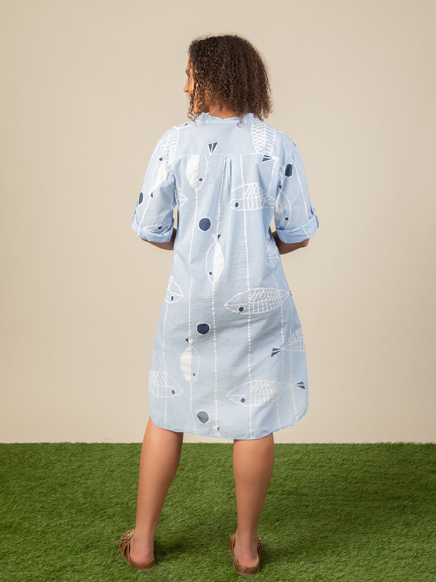 3/4 Sleeve Button Up Cotton Tunic Image 3