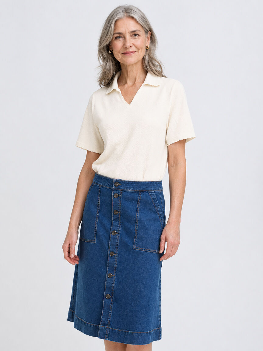 Short Sleeve Johnny Collar Top