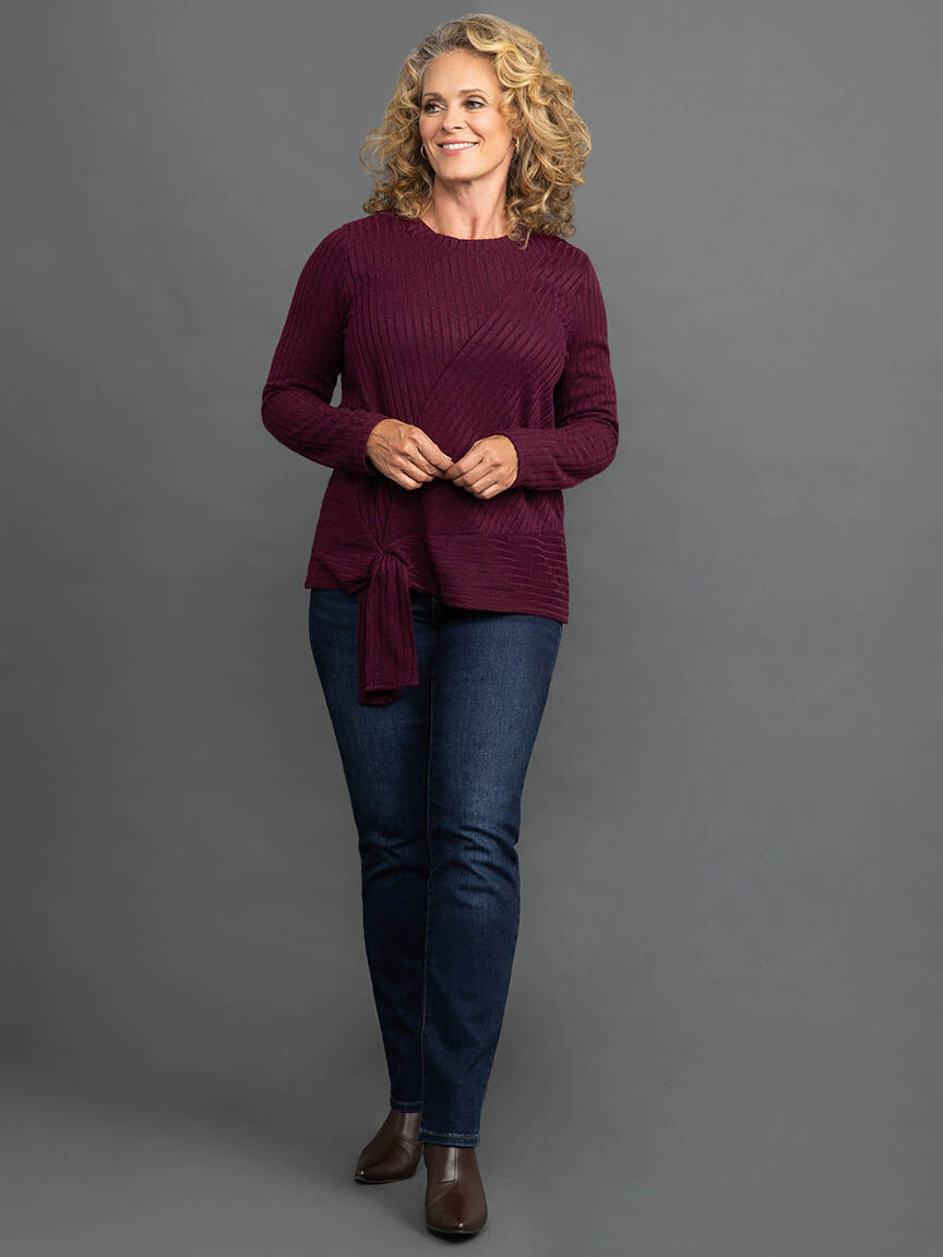 Long Sleeve Front Tie Top Image 1