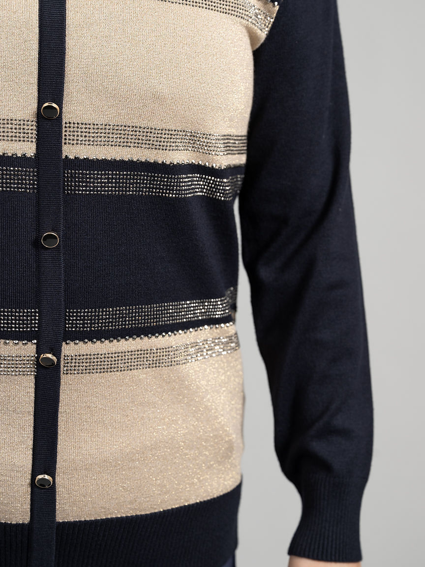 Long Sleeve Faux Cardigan Sweater With Hotfix