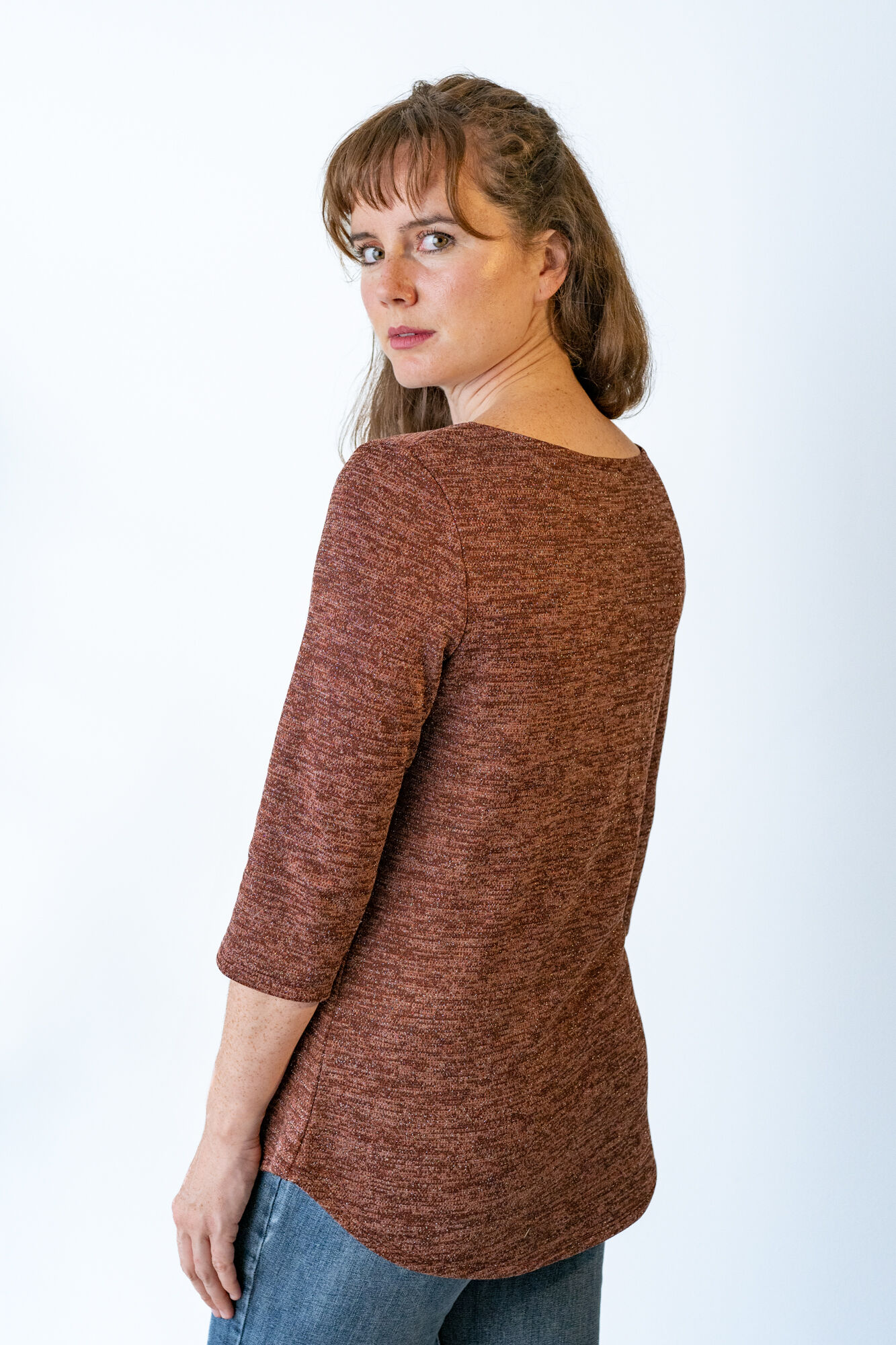Shimmering Rust Knit Shirt Image 4