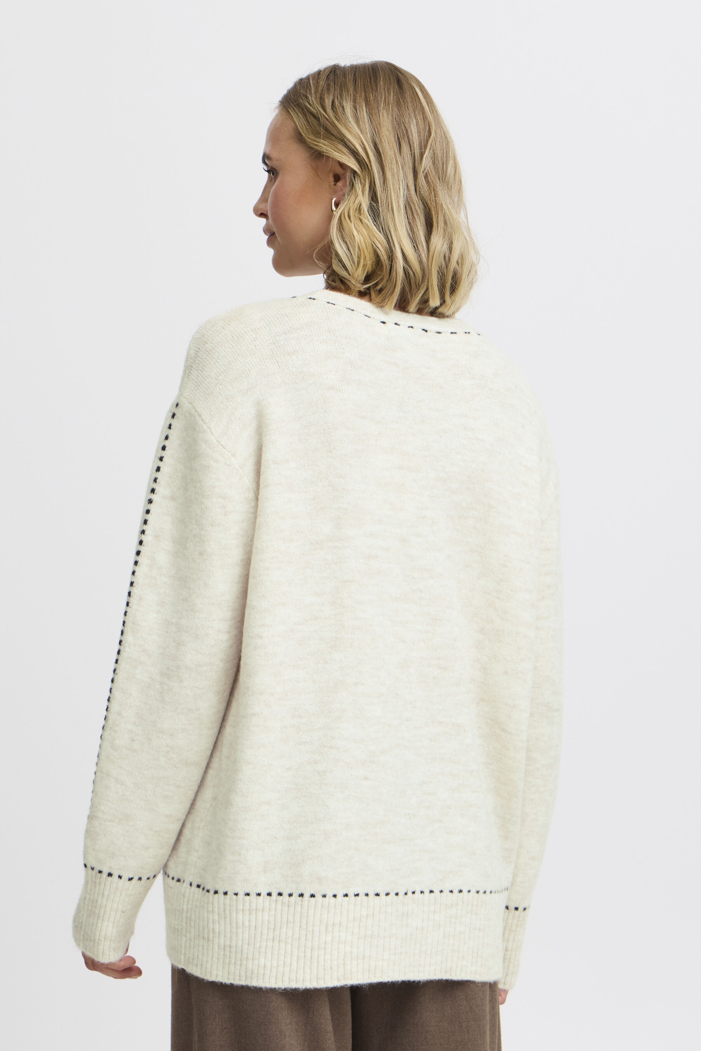 Long Sleeve Sweater with Contrast Stitch Image 3