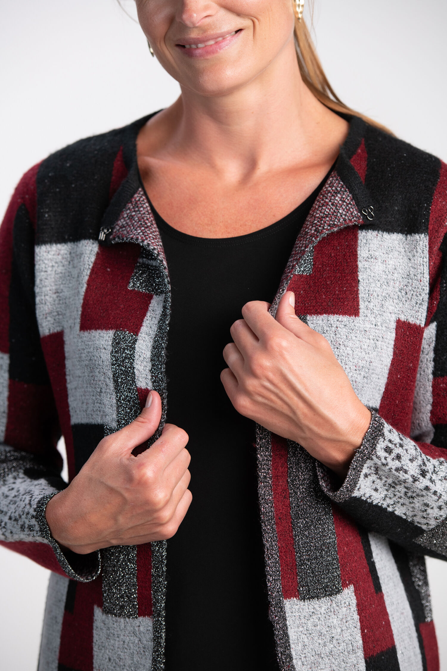 Color Block Lurex Cardigan Image 3