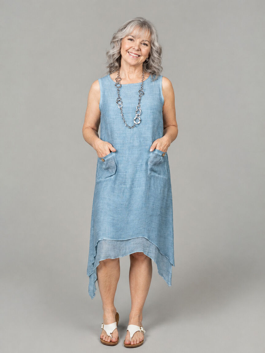 Flowy Asymmetrical Hem Dress With Pockets