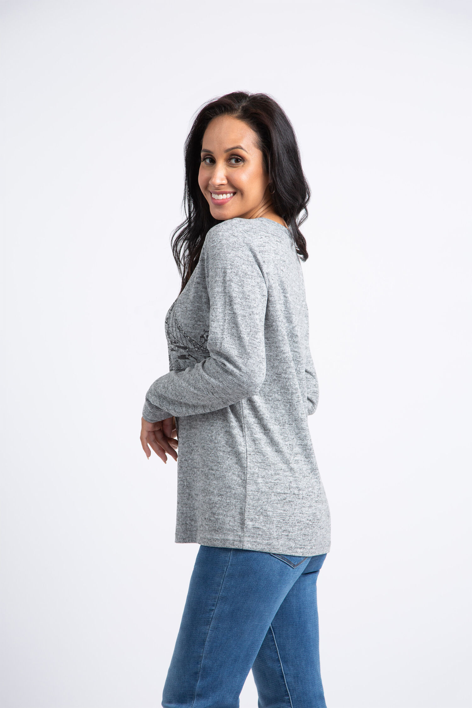 Long Sleeve London Rhinestone Top  Image 2