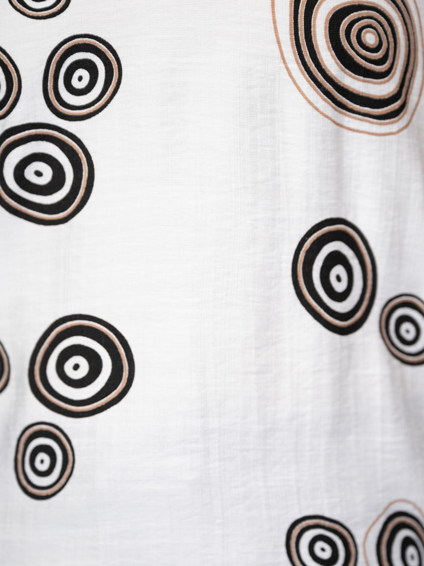 Button-Back Frill 3/4 Sleeve Top