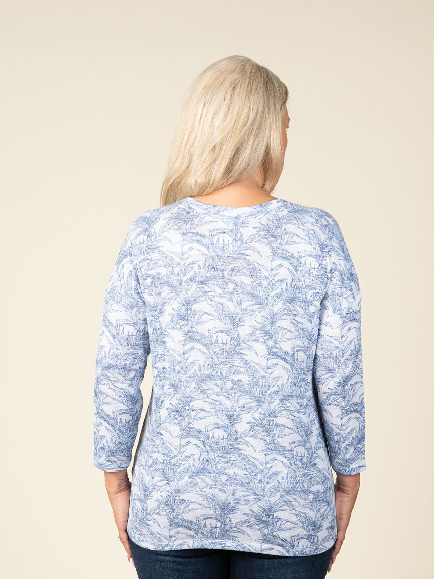 3/4 Sleeve Hacci Printed Top Image 4
