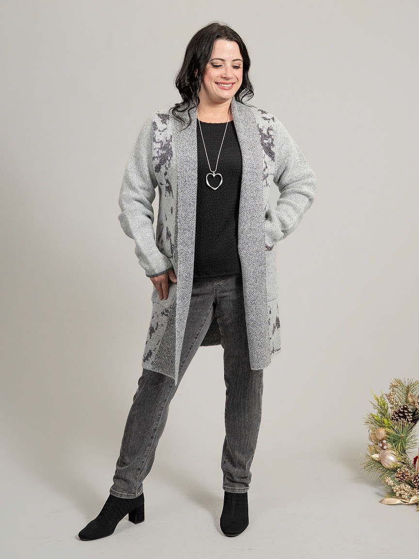 Sparkly Long sleeve Open Front Cardigan 