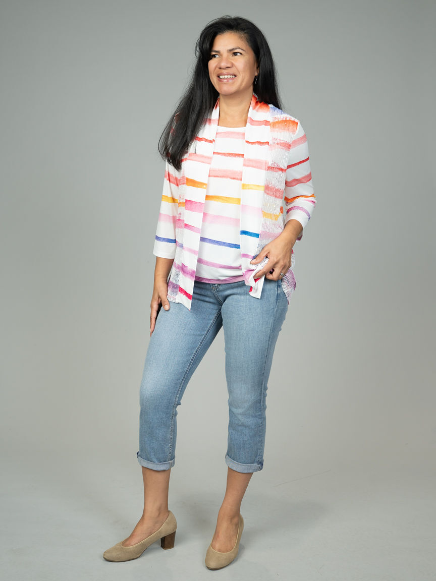 3/4 Sleeve Faux Twin Set