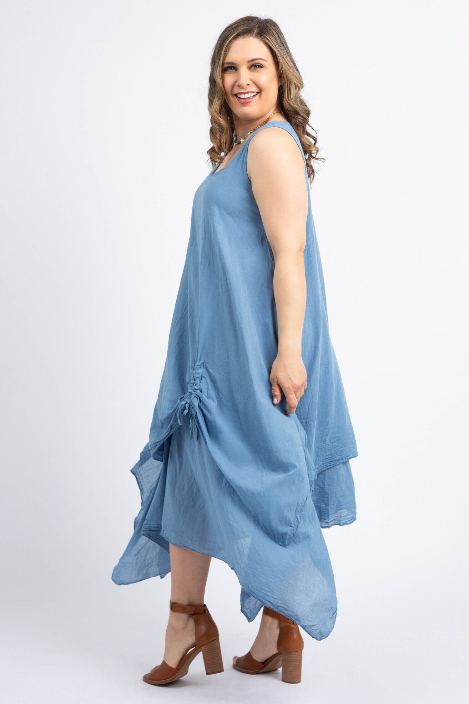 Drawstring Hem Layered Maxi Dress Image 2