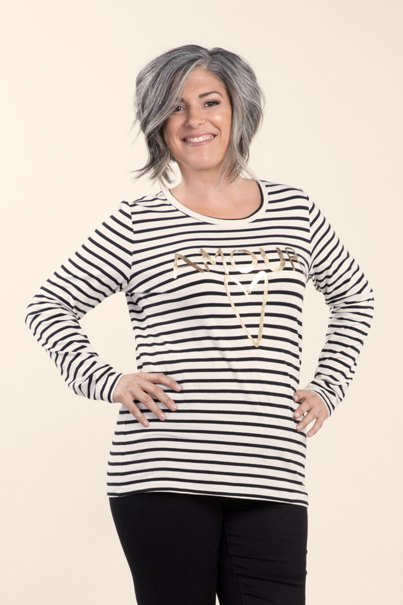 Long Sleeve Striped Tee Image 1