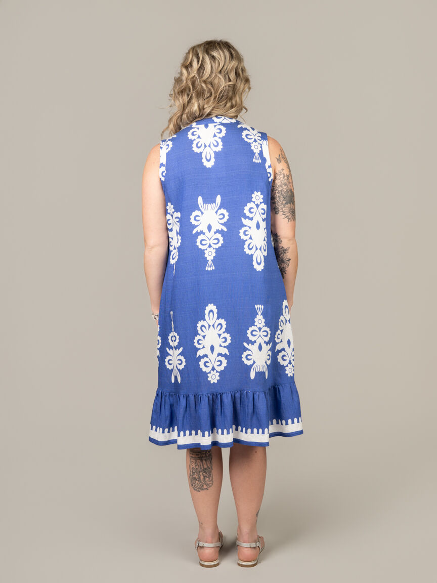 Sleeveless Notch Neck Knee Dress