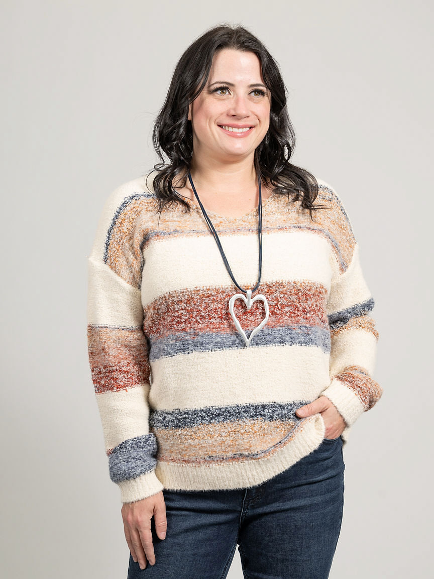Boucle Yarn V-Neck Sweater