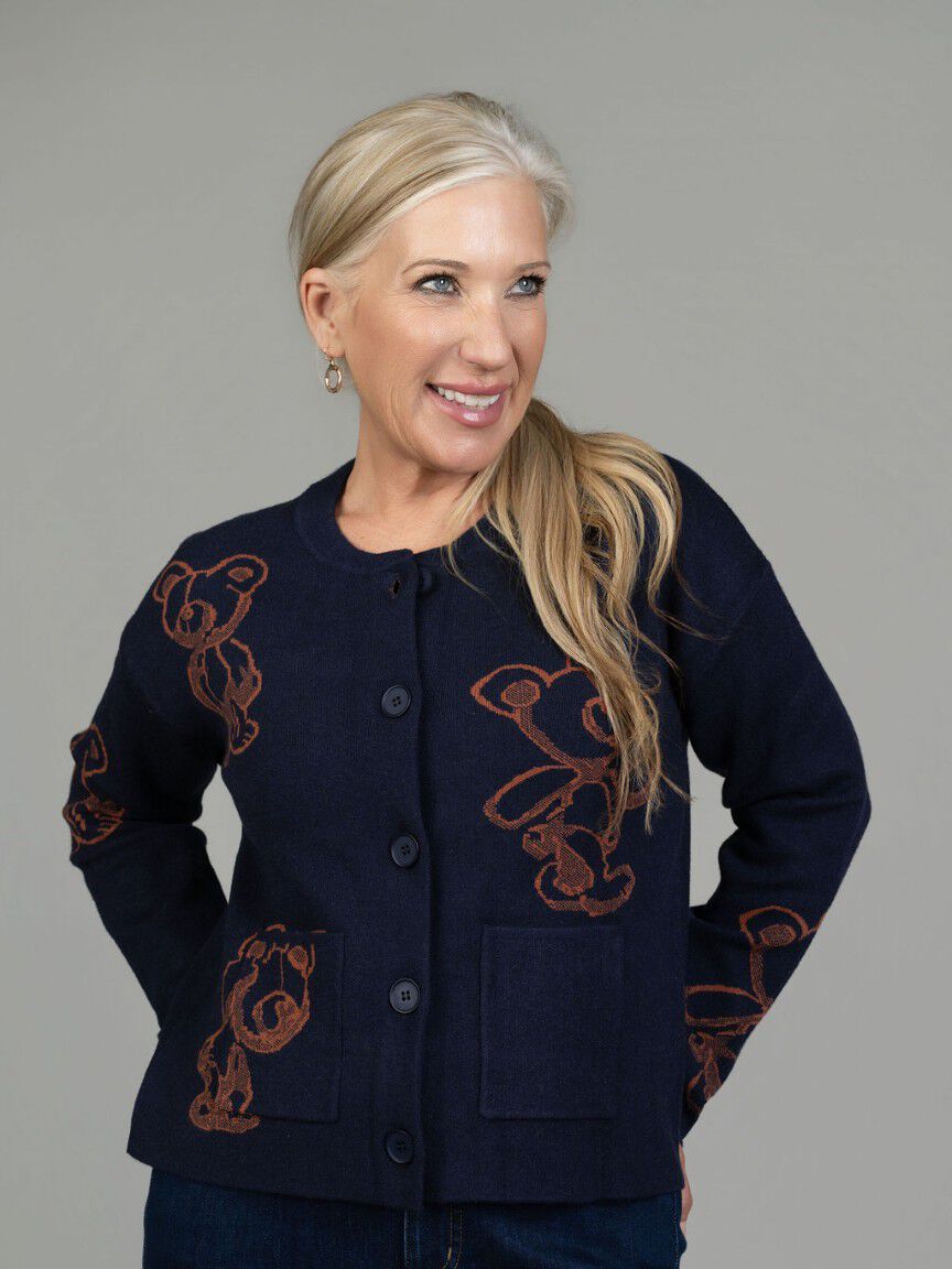Button Front Bear Cardigan