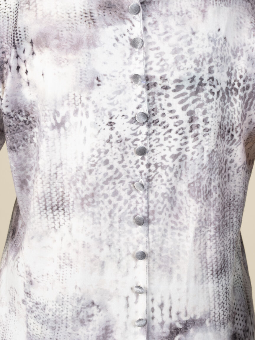 Long Sleeve Printed Sweater with Front Pockets