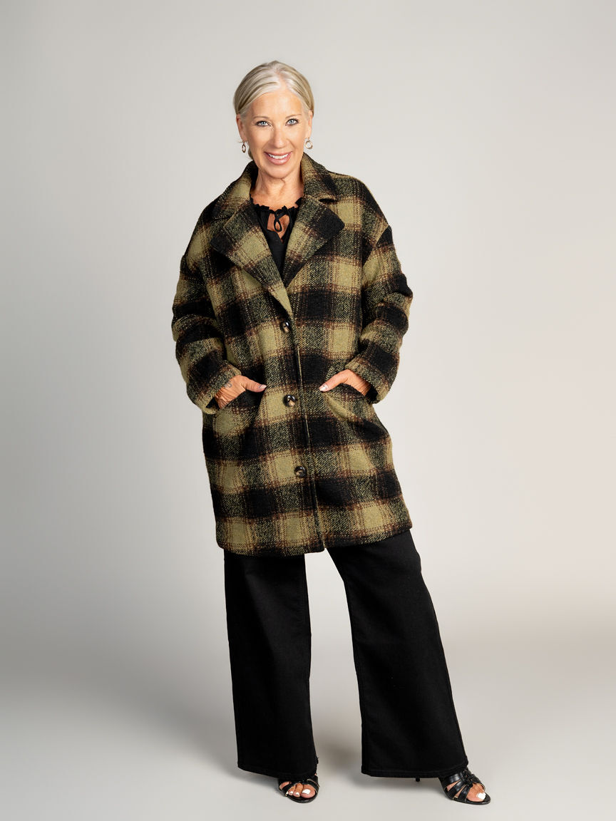 Collared Wool Blend Cocoon Coat