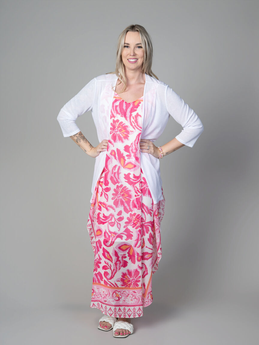 Sleeveless Sheer Overlay Midi Dress