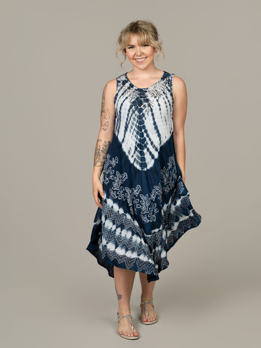 Sleeveless Tie Dye Midi Dress
