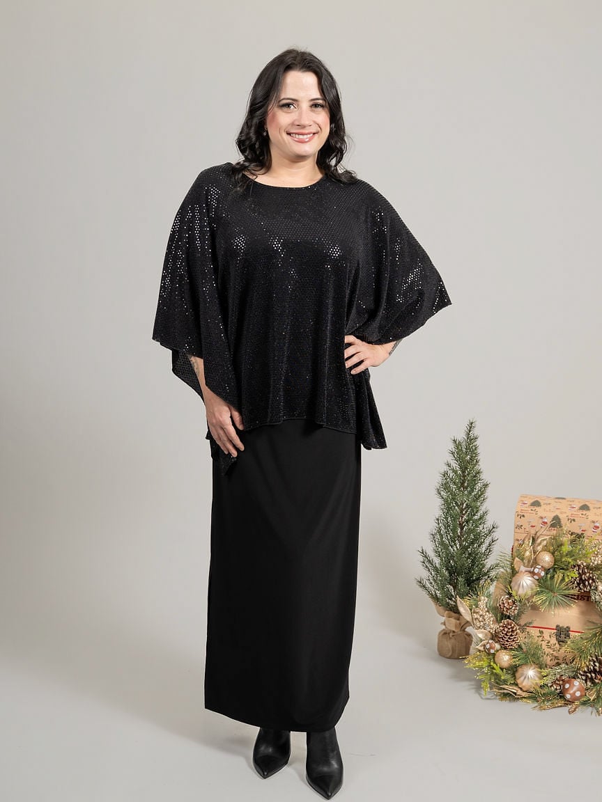 Flowy Sequin Poncho