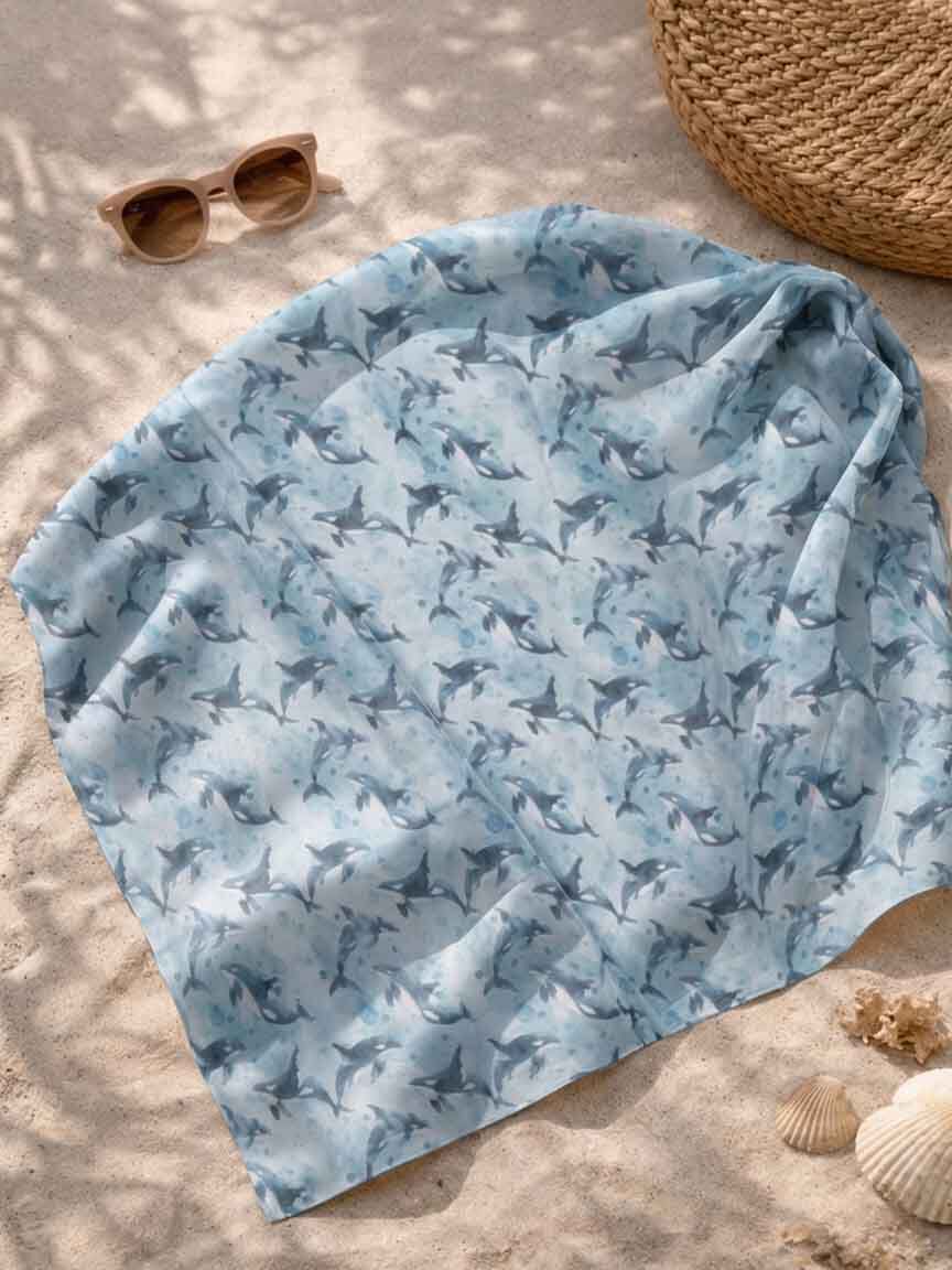Lightweight Orca Whale Scarf