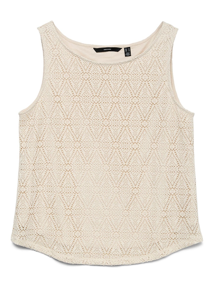 Lined Crochet Knit Sleeveless Shirt