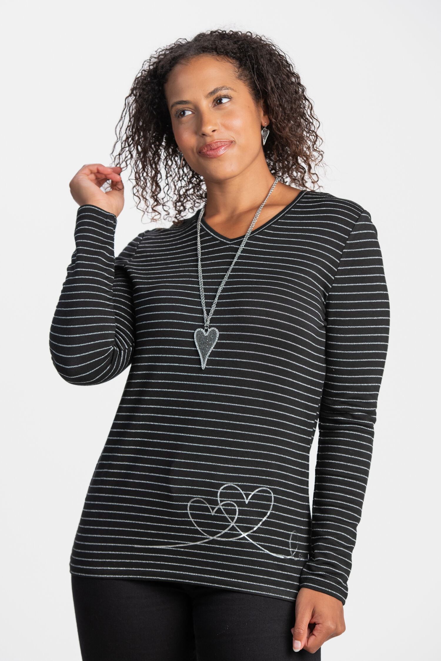 Lurex Stripe Long Sleeve Top  Image 3