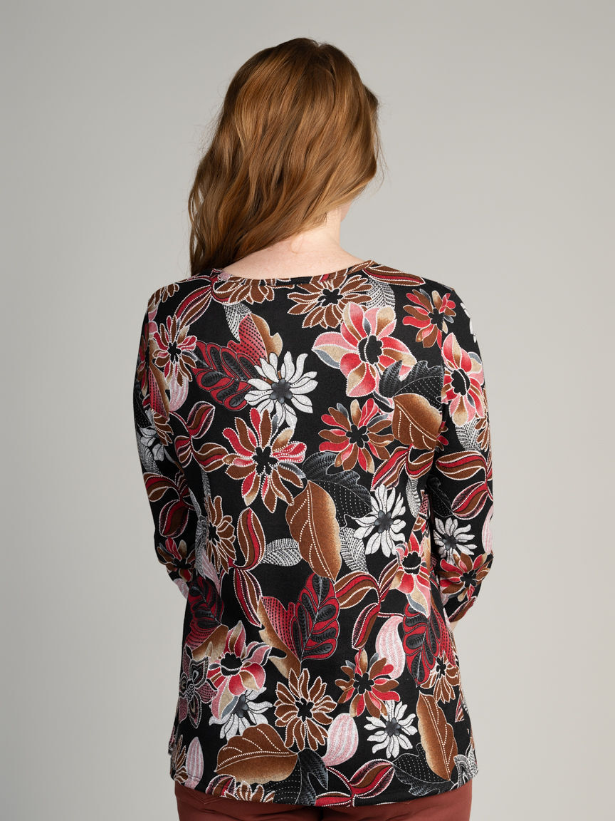 Puff Print V-Neck Top