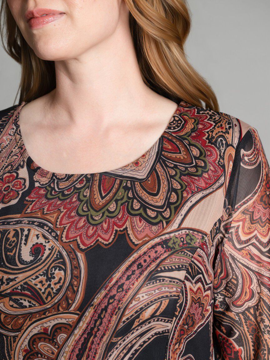 Paisley Mesh Overlay Dress