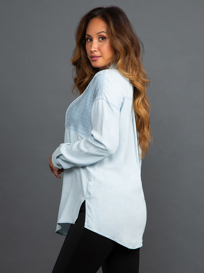 Henley Neck Tencel Blouse Image 3