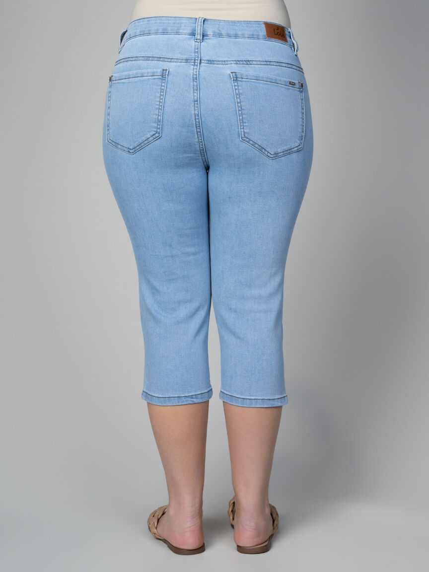 Alexane Slim Leg Denim Capri With Embroidery details