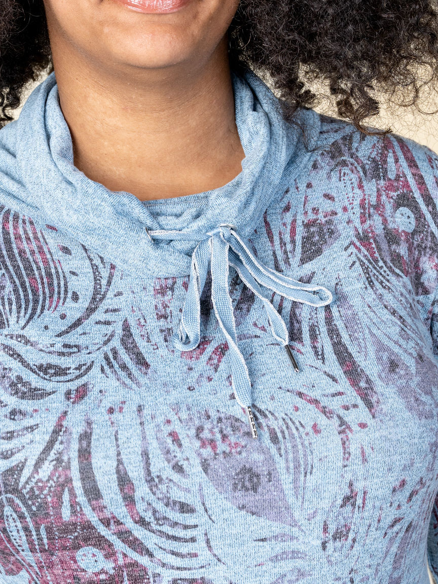 Long Sleeve Draped Cowl Neck Top