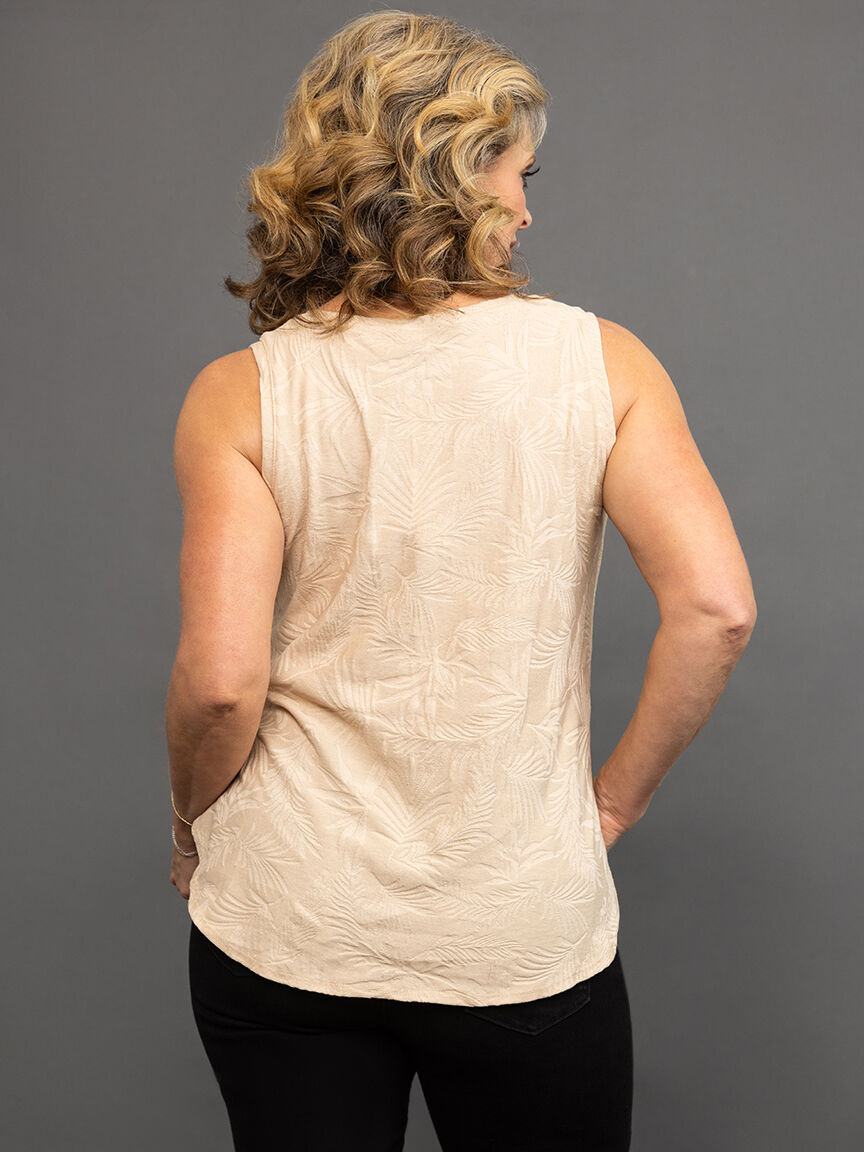 Foliage Jacquard Knit V-Neck Tank  Image 4
