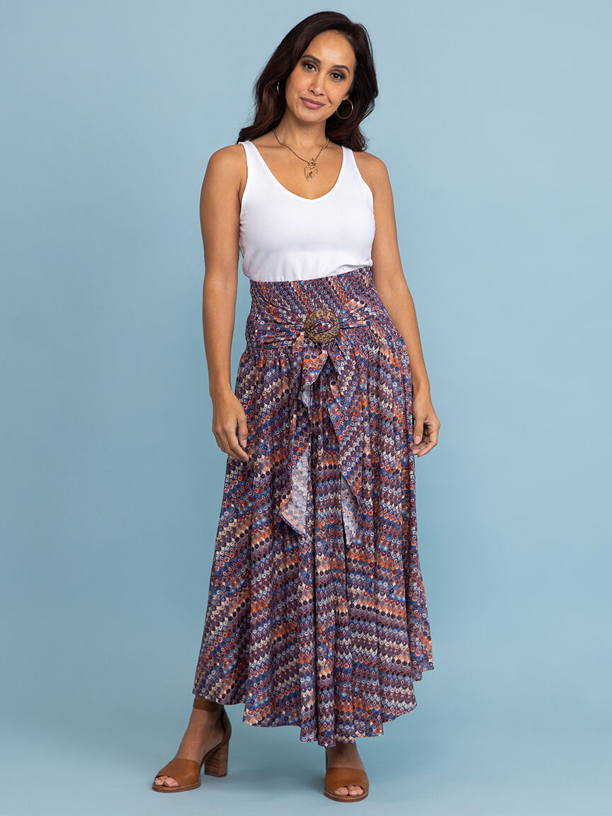 Printed Maxi Skirt with Braided Detail  Image 1