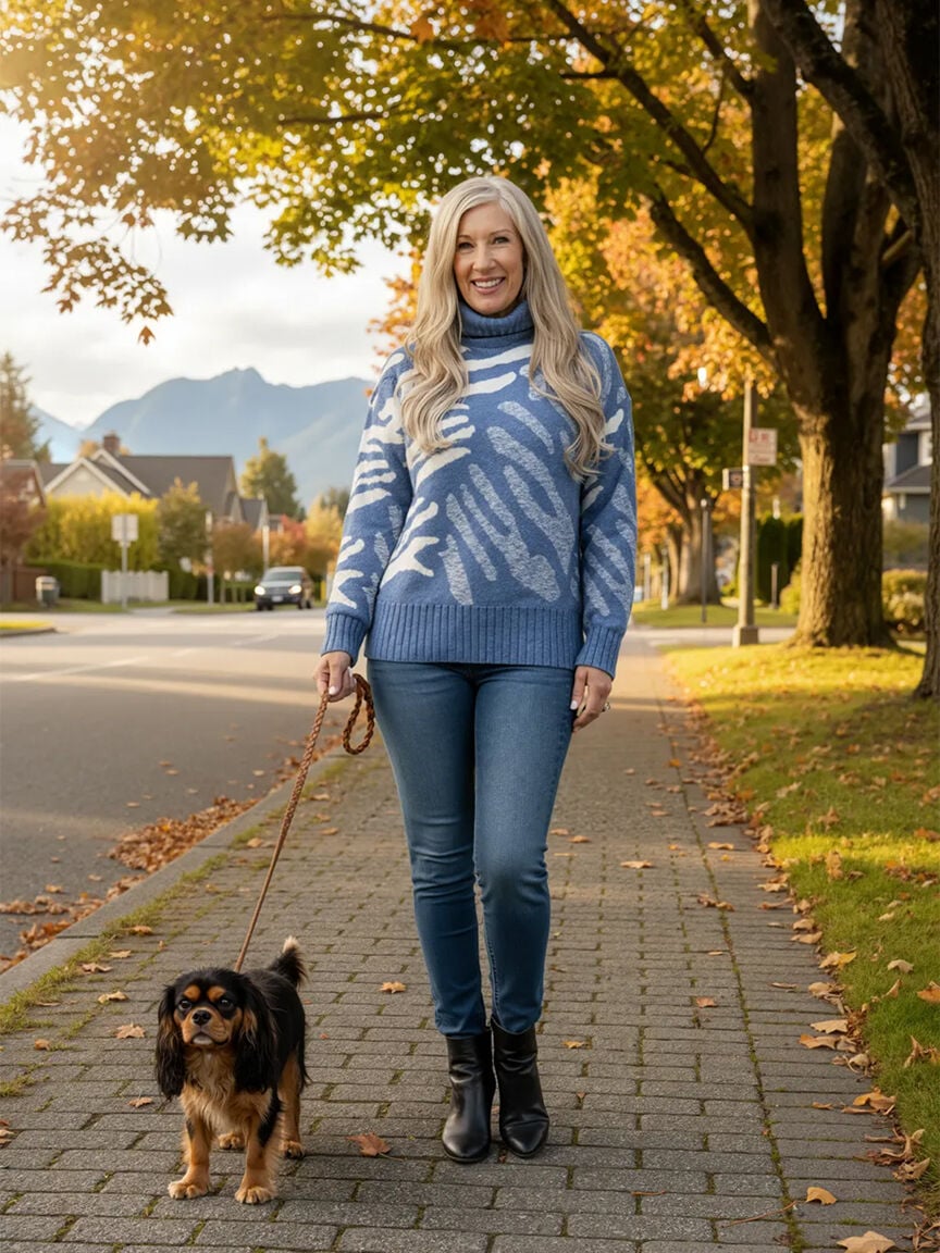 Long Sleeve Animal Print Turtle Neck