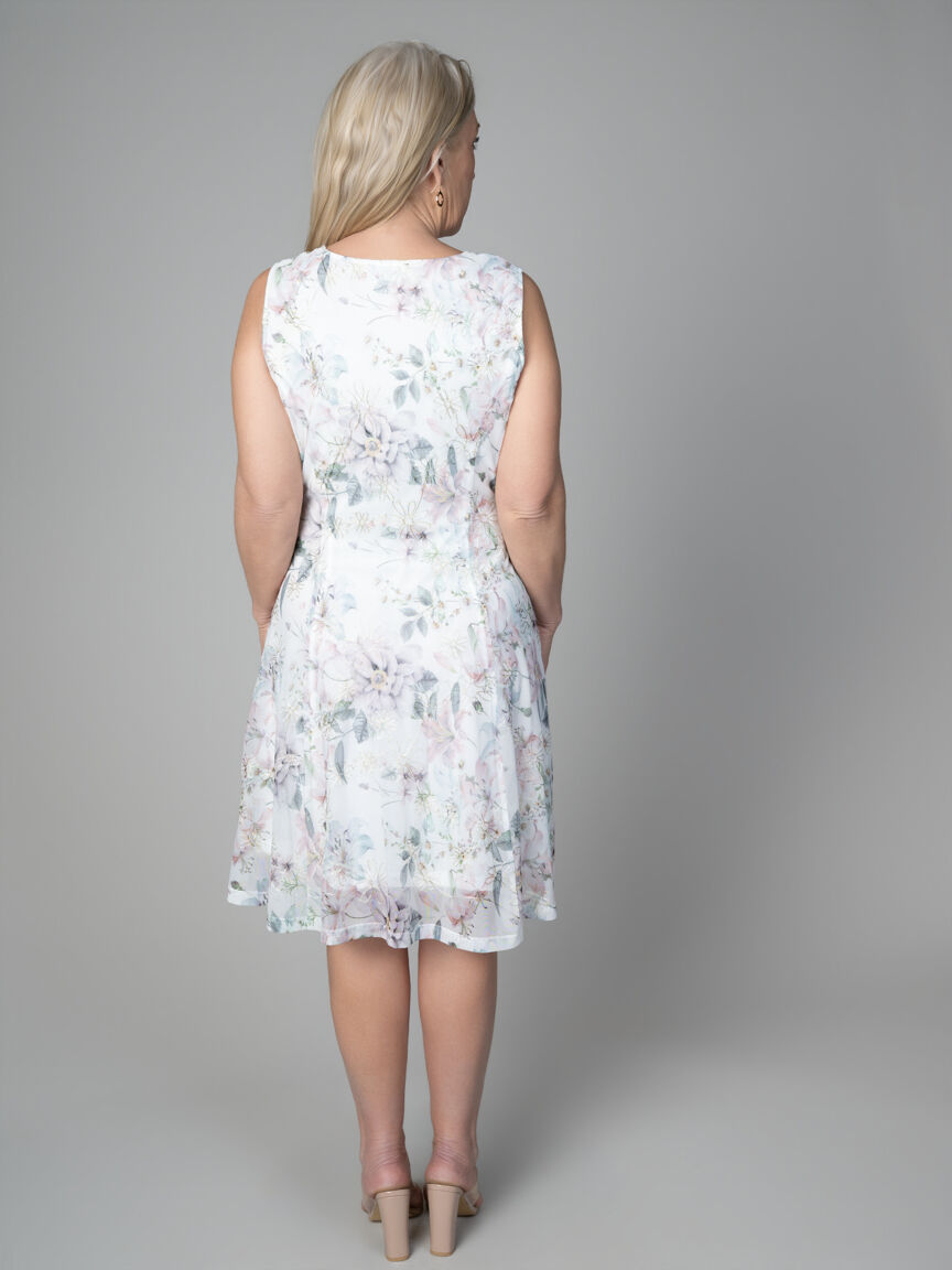 Sleeveless Knee Dress With Embroidery Details