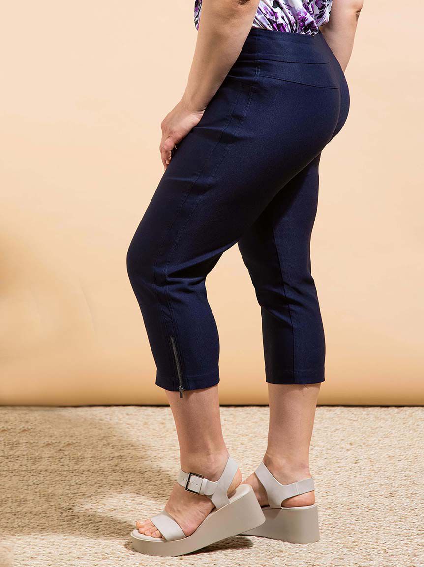 Side Zip Pull-On Capris Image 2