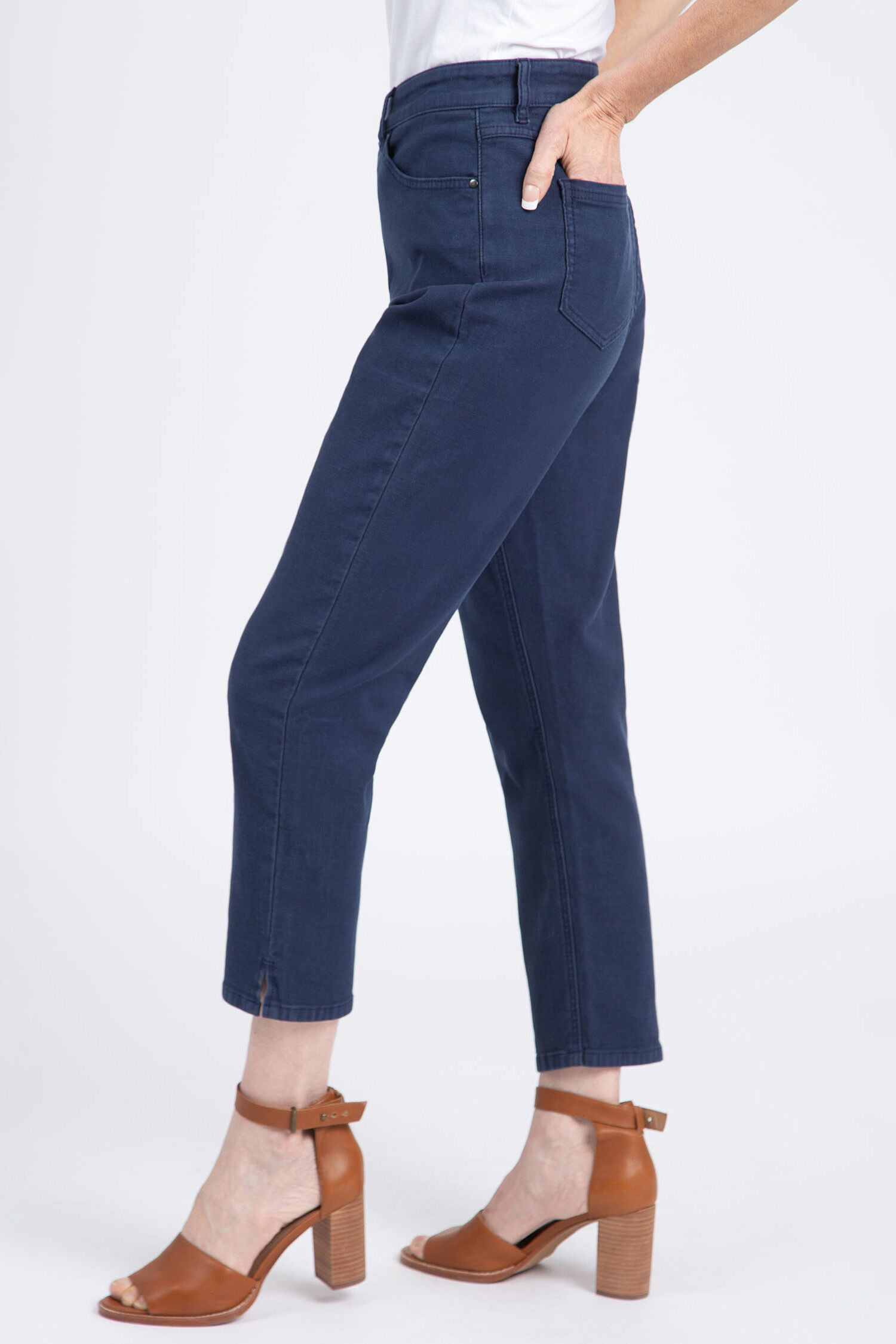 Pull-On Slit Cuff Capris Image 2