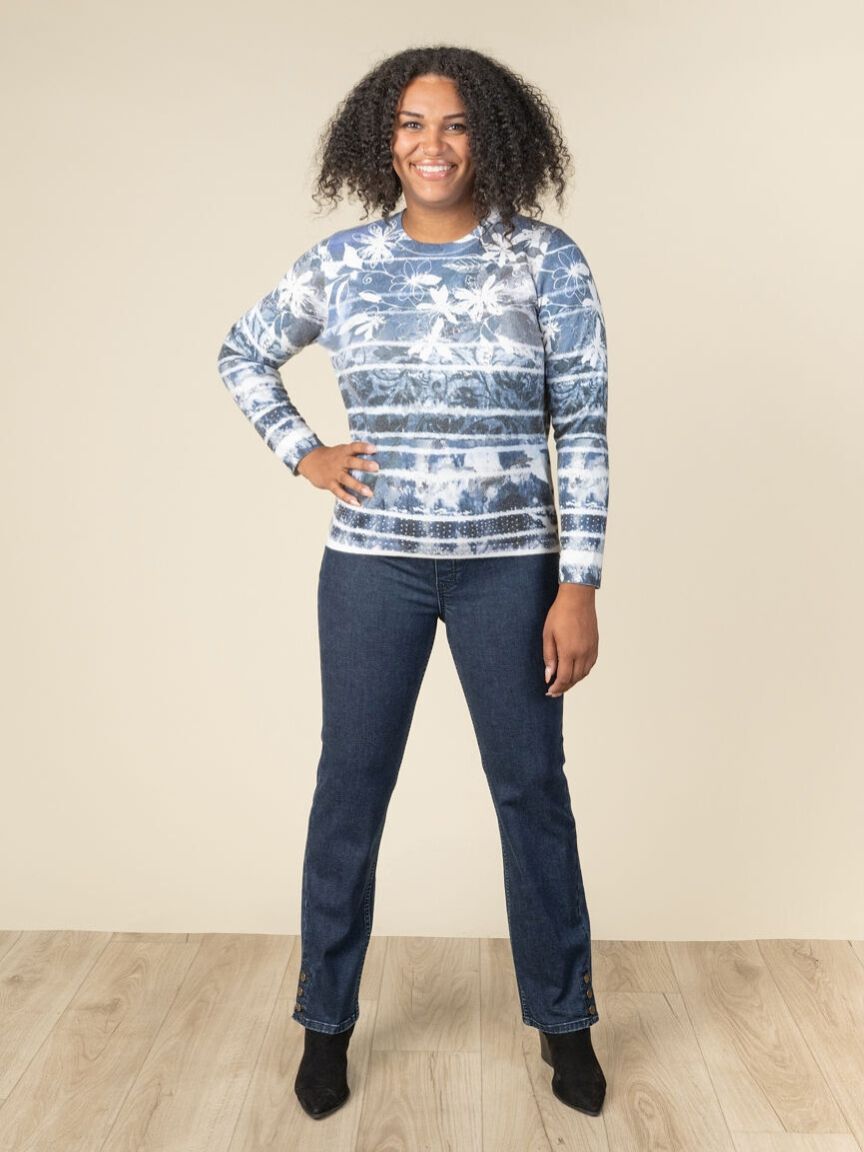 Long Sleeve Crew Neck Printed Sweater