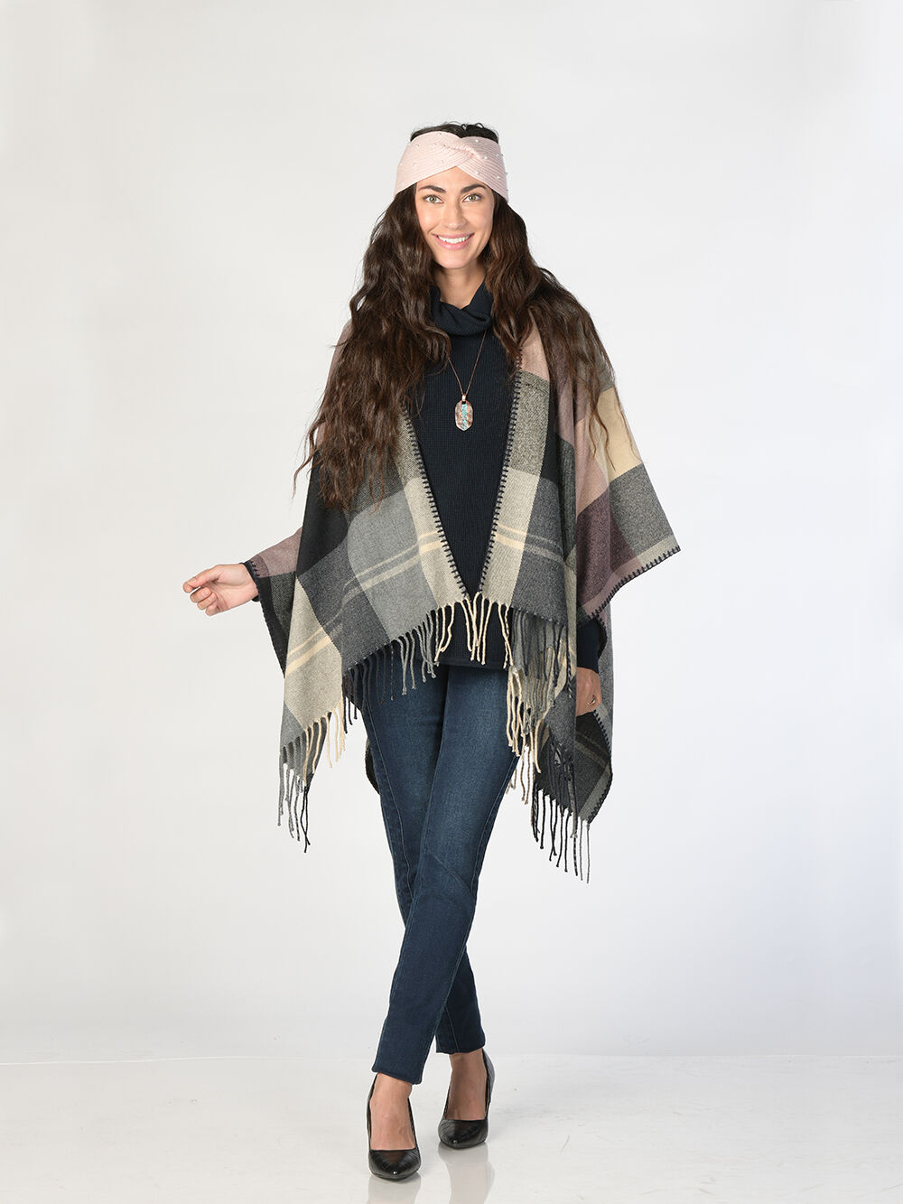 Dreamy Plaid Poncho Cape Image 2