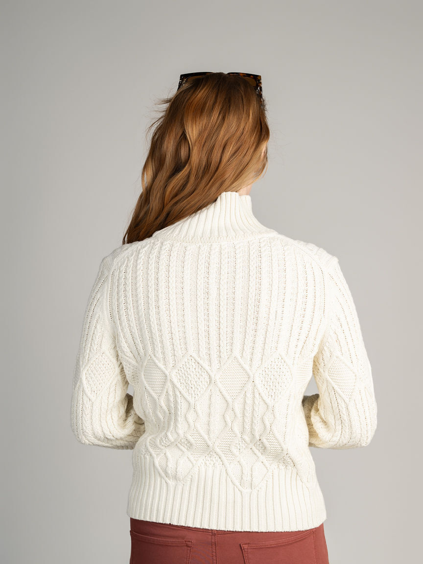 Cable Knit Mock Neck Sweater