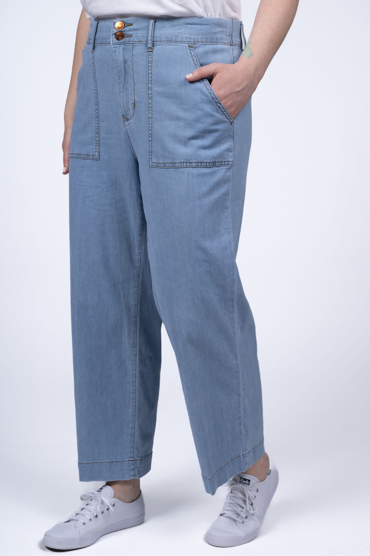 High-Rise Utility Cropped Denim Image 2