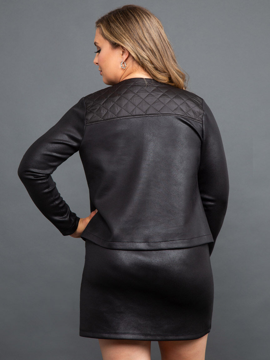 Faux Leather Quilted Jacket Image 5