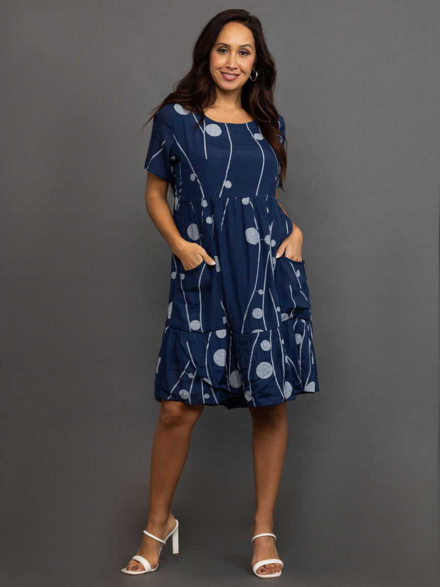 Printed Short Sleeve Knee Dress  Image 1